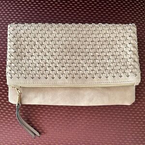 Chic Beige Woven Clutch